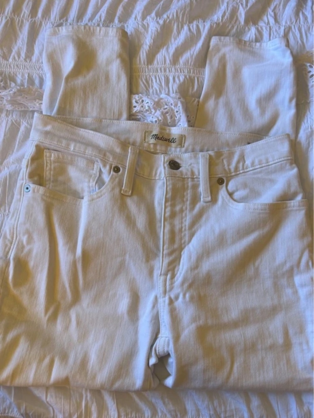 Madewell 9” Mid-Rise Crop Jeans Pure White Size 28 Petite Stretch